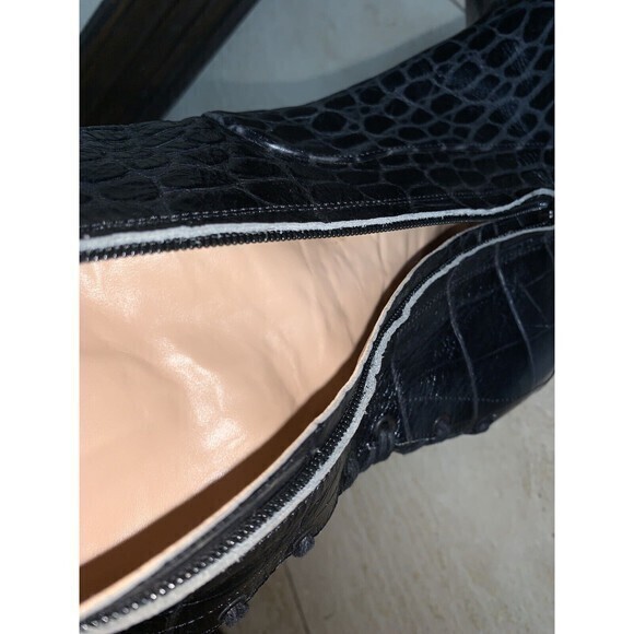 Jerome C. Rousseau Black Alligator Print Leather Lace Up Wedge Boots‎ 36.5 US6 - Picture 11 of 12